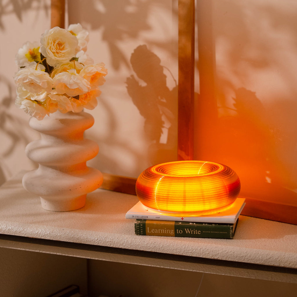 Colorful Lollipop donut lamp showing smooth layered texture